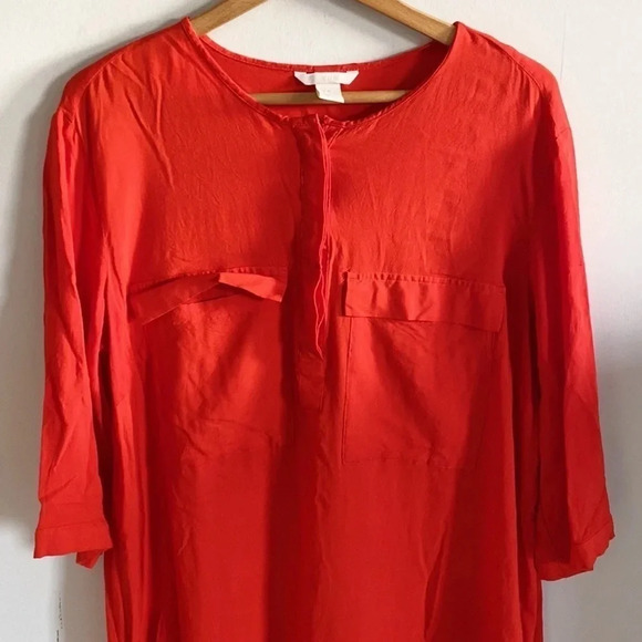H&M lightweight bright red long sleeve Shirt Dress size 14 - Picture 3 of 8